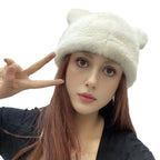 Ladies Cozy Hat with Bear Ears made of high-quality Faux Fur Fashion Glam