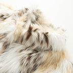 Women's Cropped Faux Fur Jacket with Multicolored Spot Design and Stand Collar Fashion Glam