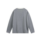 Men's Lightweight Fine Knit Henley Sweater with Contrast Collar and Relaxed Fit Fashion Glam