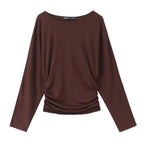 Women's long-sleeve shirt with side gathering and dropped shoulders Fashion Glam