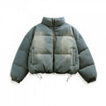 Unisex Short Oversized Padded Jacket with Stand Collar, Drawstring and Elastic Sleeve Cuffs Fashion Glam