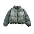 Unisex Short Oversized Padded Jacket with Stand Collar, Drawstring and Elastic Sleeve Cuffs Fashion Glam