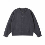 Unisex Boxiger Fine Knit Cardigan with Round Neck and Continuous Button Placket Fashion Glam