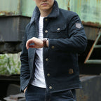 Men's Robust Canvas Field Jacket with Teddy Lining, Stand Collar and Utility Pockets Fashion Glam
