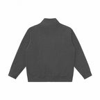 Unisex Boxy-Fleece-Zip Jacket with Stand-Up Collar and Inseam Pockets Fashion Glam