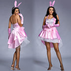 Women's Playful Sexy Bunny Costume with Ruffle Details and Headband Fashion Glam