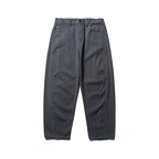 Men's Wide Tapered Denim Pants with High Waist and Prominent Step Closures Fashion Glam