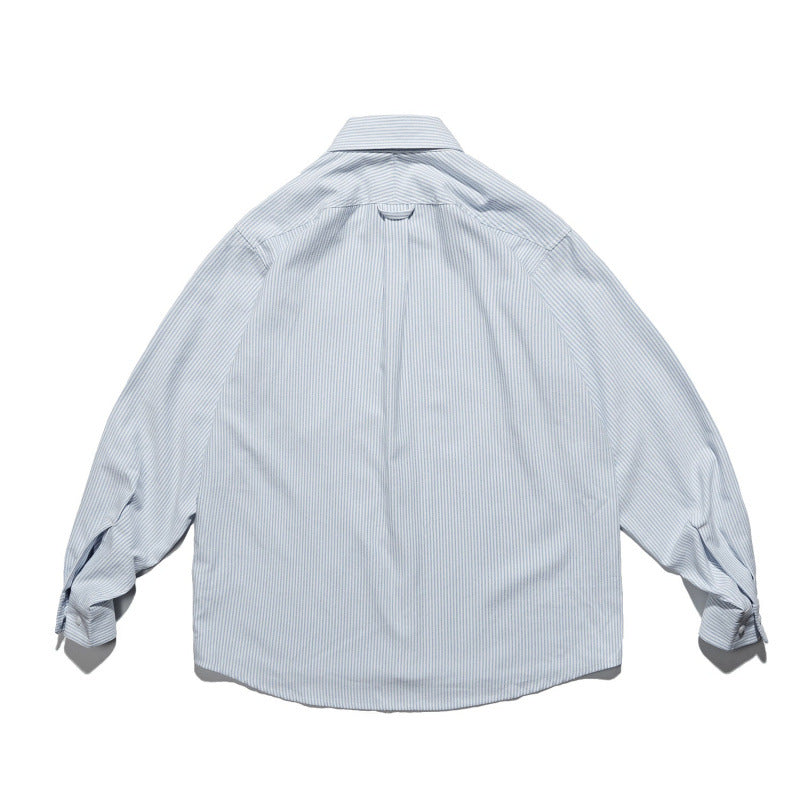 Unisex Oversize shirt with fine pinstripe, button-down collar and chest pocket Fashion Glam