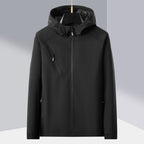 Men's lightweight softshell outdoor jacket with ergonomic hood and diagonal chest zip Fashion Glam