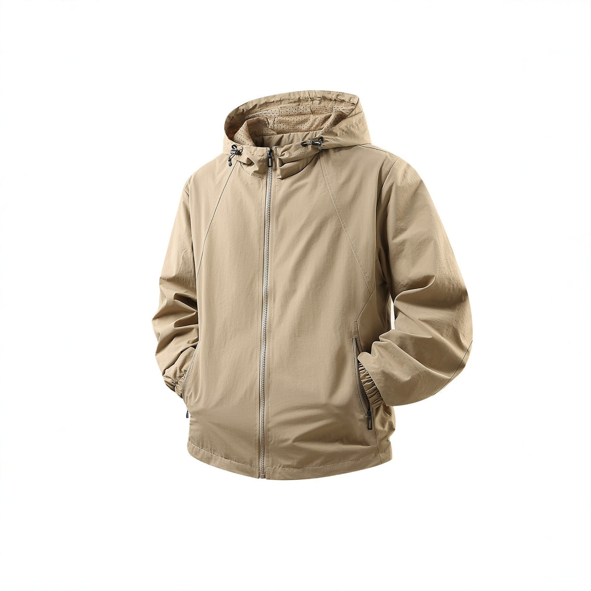 Men's Lightweight Breathable Hooded Windbreaker with Mesh Lining and Zipper Pockets Fashion Glam