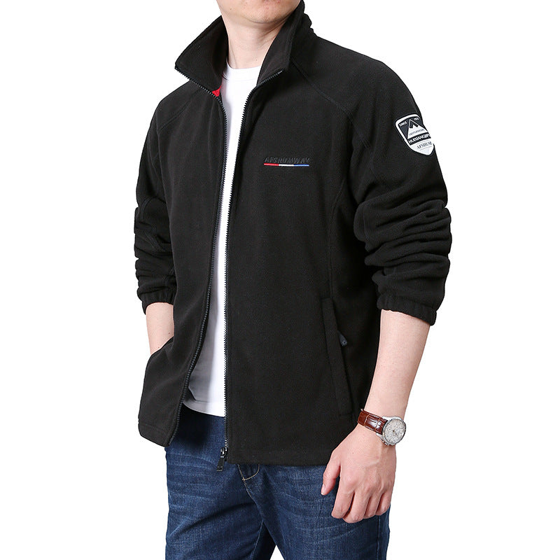 Men's fleece outdoor jacket with stand-up collar and full zip Fashion Glam