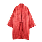 Ladies high-waisted satin pants with jacquard floral pattern and feather fringes Fashion Glam