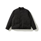 Unisex Boxy padded short jacket with stand-up collar and concealed snap button placket Fashion Glam