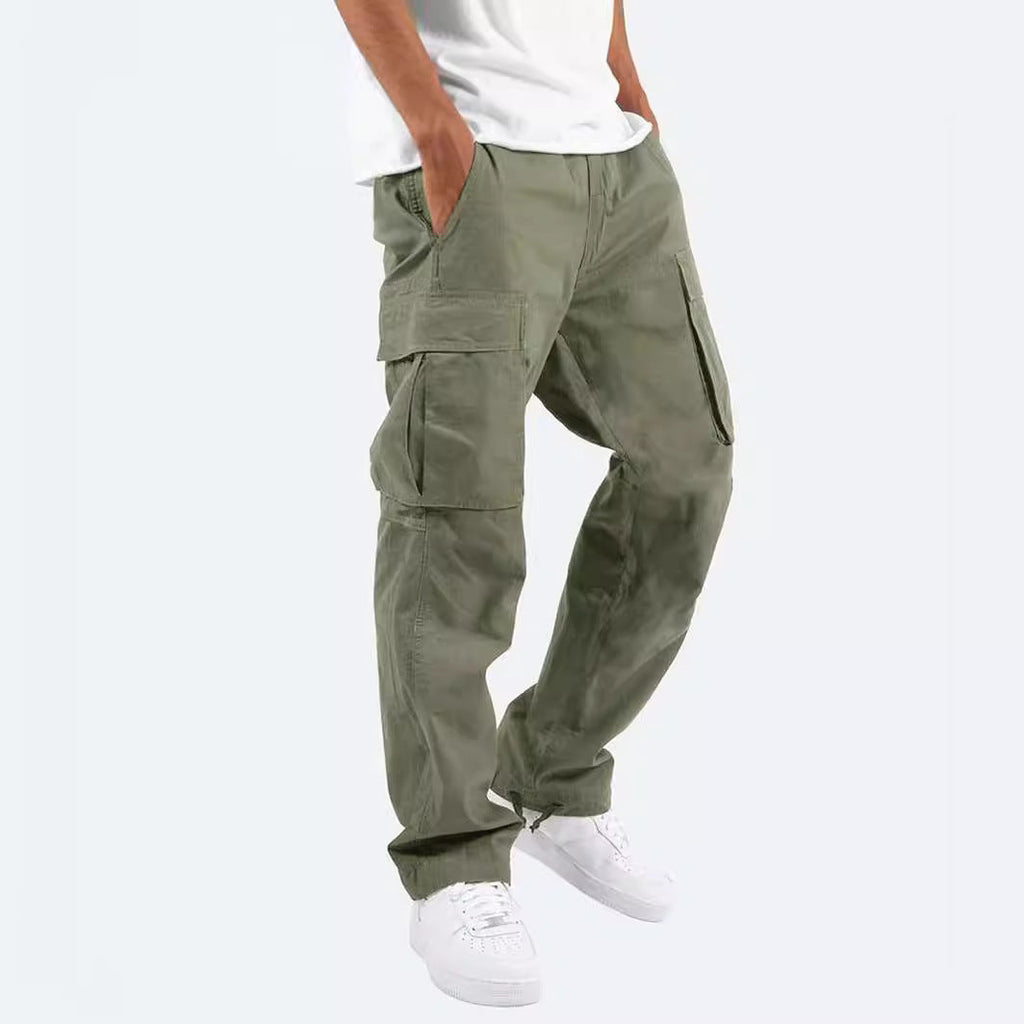 Men's casual cotton cargo pants with multi-pockets and adjustable hem Fashion Glam