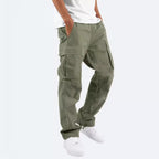 Men's casual cotton cargo pants with multi-pockets and adjustable hem Fashion Glam
