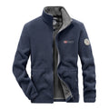Men's fleece outdoor jacket with full-length zipper, stand collar and zippered pockets Fashion Glam