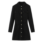 Ladies shirt dress with waist gathering and chest pockets Fashion Glam