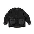 Unisex Short Cut Boxy Utility Over Jacket with Raglan Sleeves, Patch Pockets and Drawstring Hem Fashion Glam