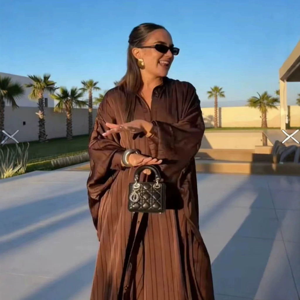 Ladies maxidress in oversized kaftan and shirt blouse style Fashion Glam