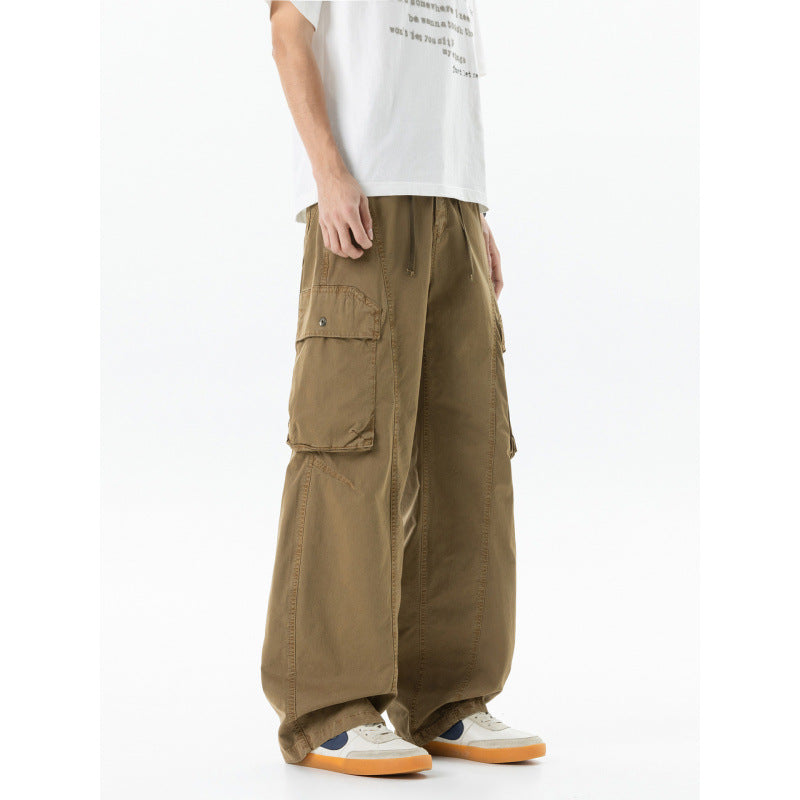 Men's Loose Cargo Pants in Baggy Cut with Utility Pockets and Drawstring Waist Fashion Glam
