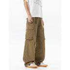 Men's Loose Cargo Pants in Baggy Cut with Utility Pockets and Drawstring Waist Fashion Glam