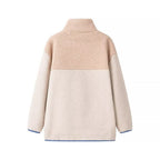 Women Oversize Teddy Fleece Jacket with Standing Collar, Full Zip and Nylon Chest Pocket Fashion Glam