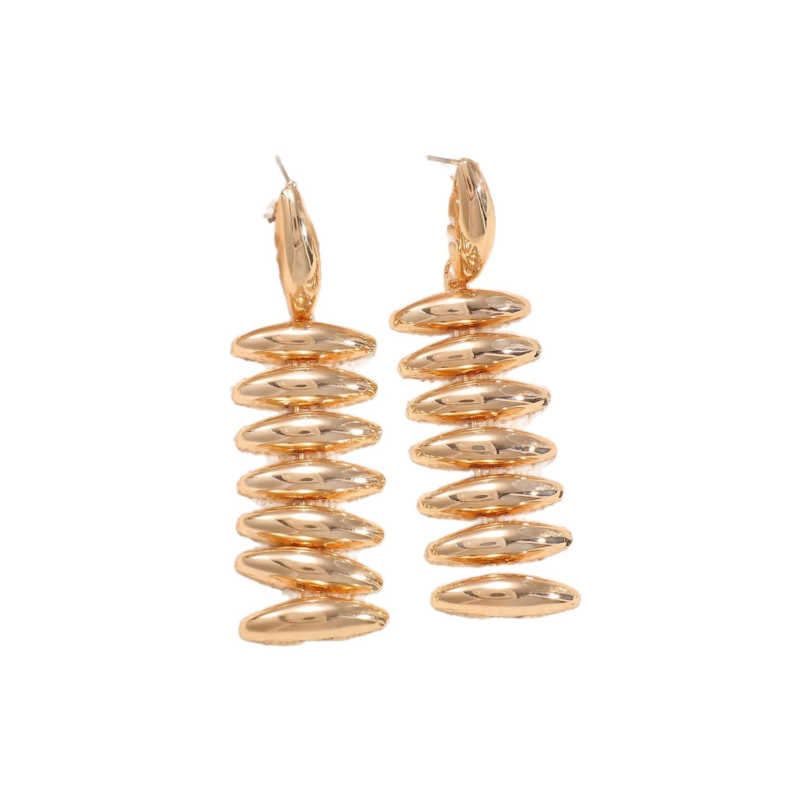Ladies Hanging Earrings in Modern Spiral Design Fashion Glam