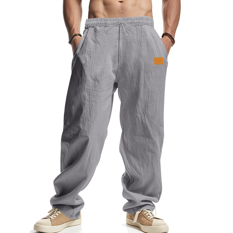 Men's Casual Linen Pants with Elastic Waist and Practical Pockets Fashion Glam