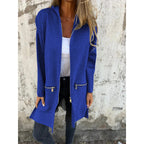 Women’s Hooded Long Cardigan with Full Zip and Decorative Pockets Fashion Glam