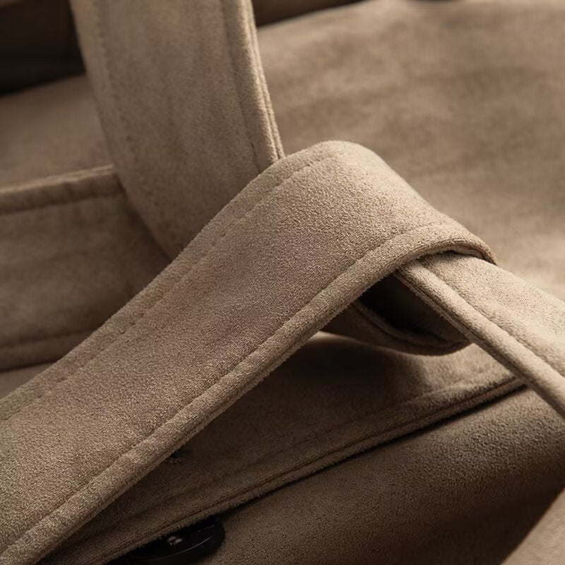 Women's short trench coat in suede-look velvet with tie belt Fashion Glam