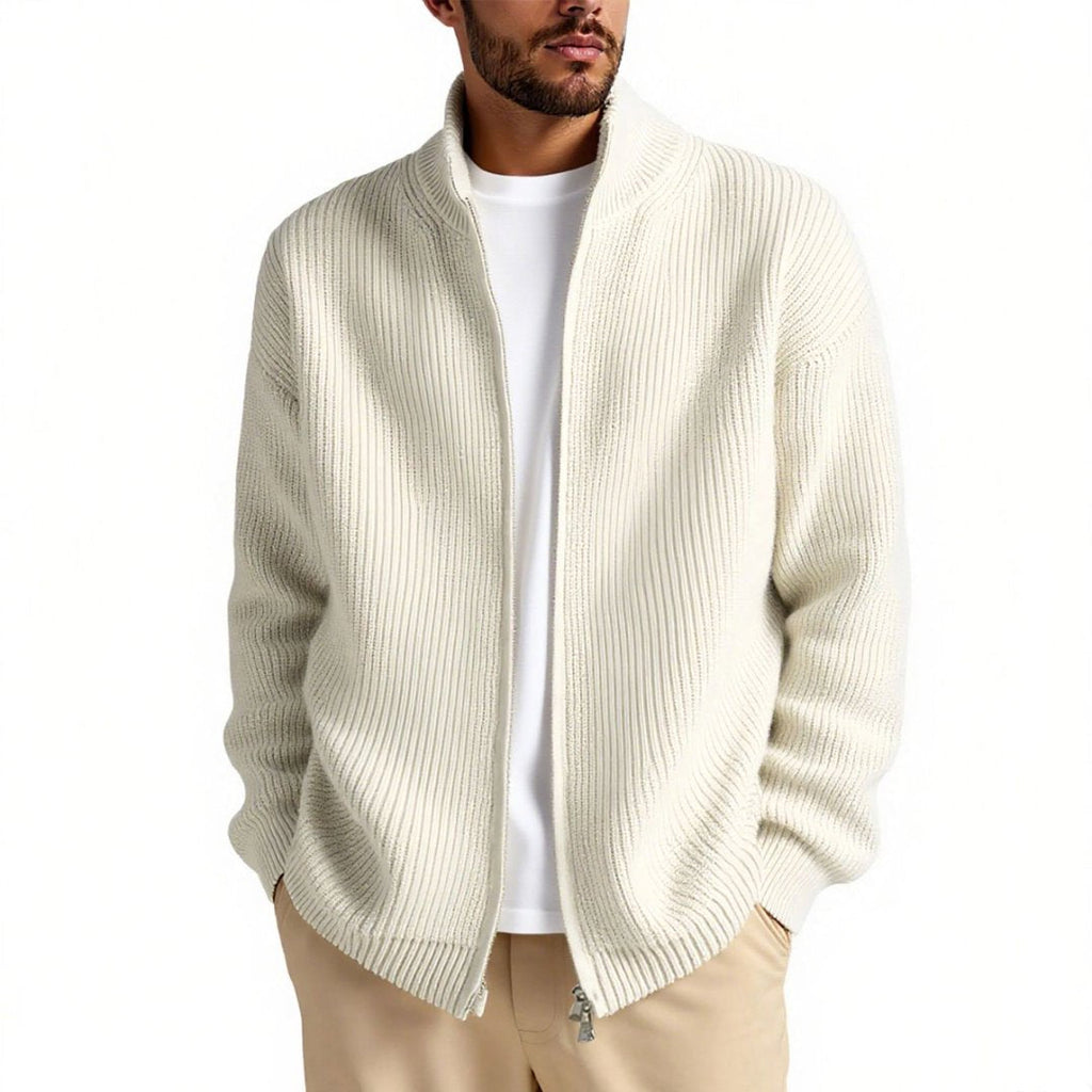 Men's cardigan with high collar and practical zipper Fashion Glam