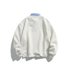 Men's Oversized Sweatshirt with Inserted Shirt Collar and V-Neck Fashion Glam
