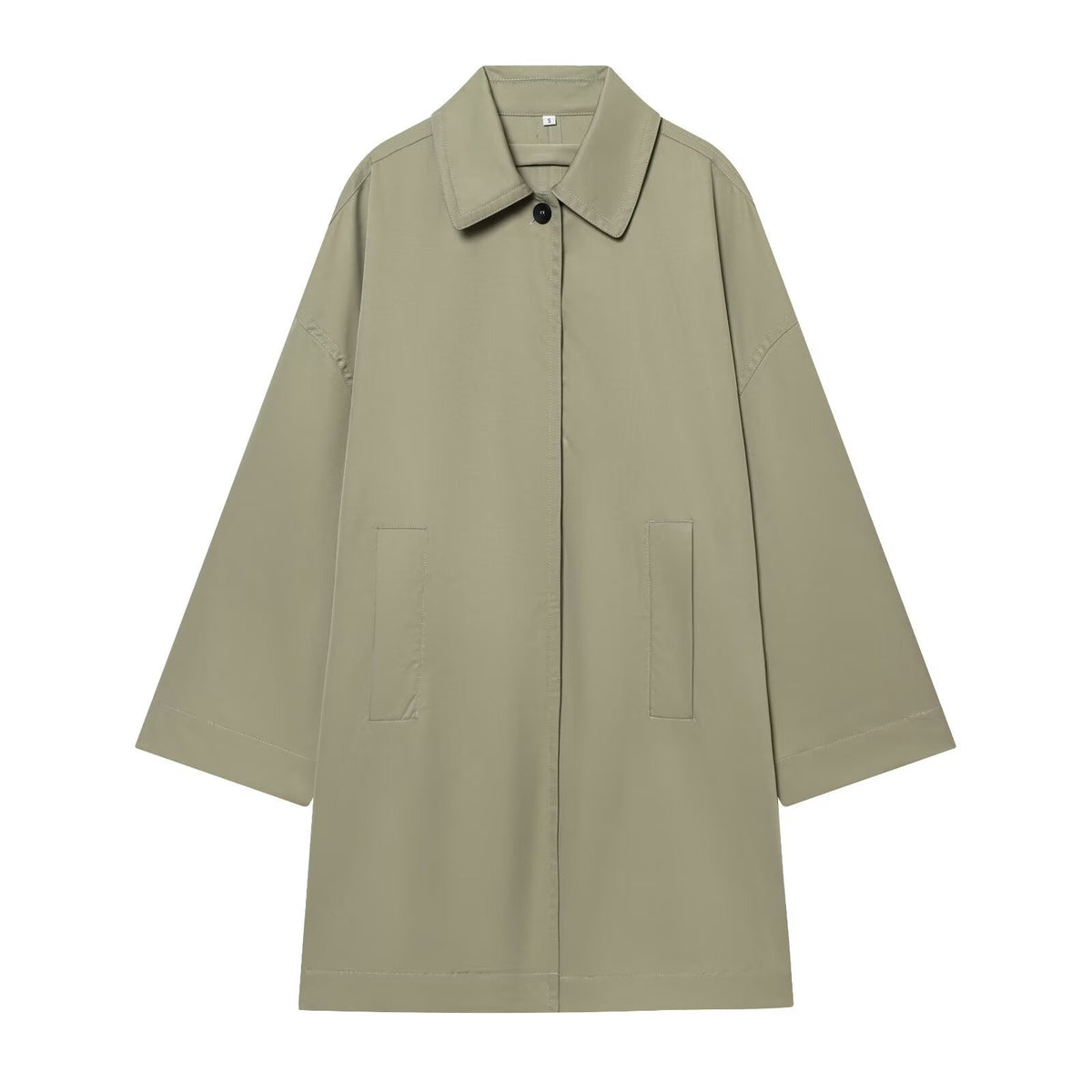 Women Wide-Cut Cape Coat with Concealed Button Placket and Patch Pockets Fashion Glam