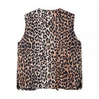 Women Sleeveless Leopard Print Blouse with Double Bow and Keyhole Front Fashion Glam