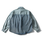 Unisex Wide Two-Tone Denim Shirt with Stripe Mix and Boxy Oversized Cut Fashion Glam
