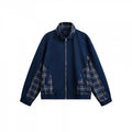 Men's lightly padded bomber jacket with check inserts and stand-up collar Fashion Glam