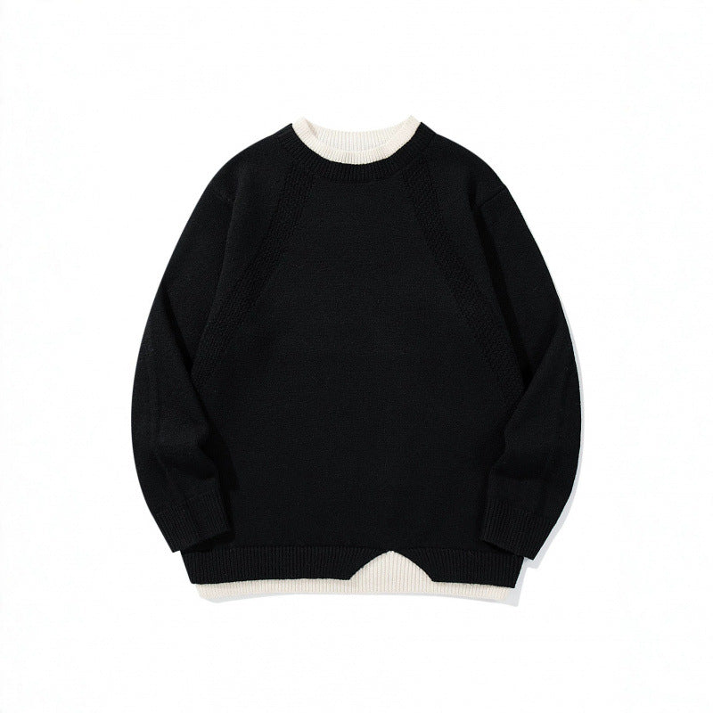 Unisex fine knit sweater with raglan seam and triangular hem adornment Fashion Glam