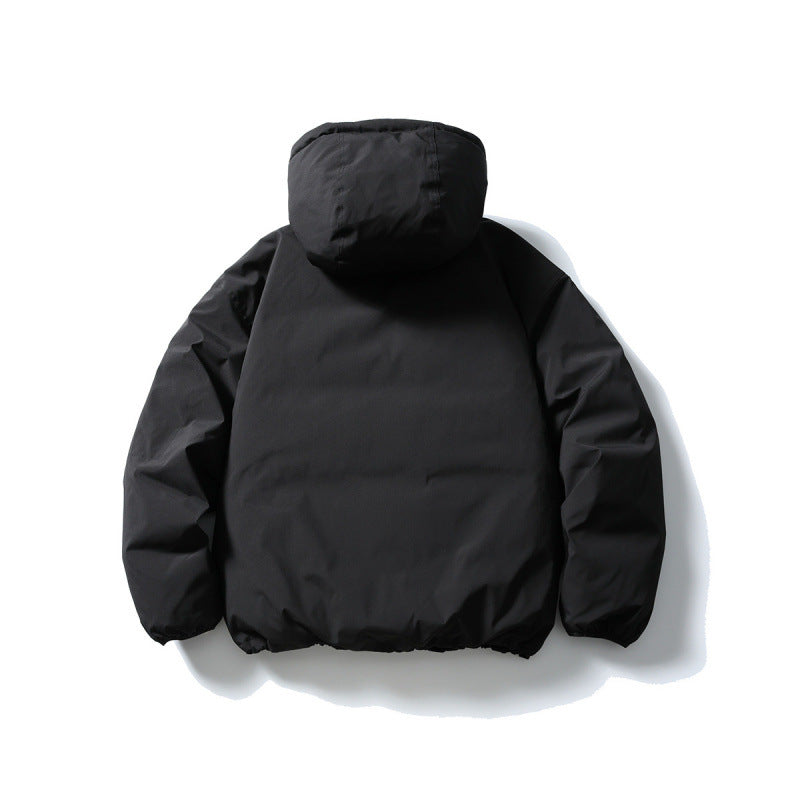 Unisex Boxy Padded Hoodie with Drawstring, Concealed Snap Placket and Utility Arm Pocket Fashion Glam