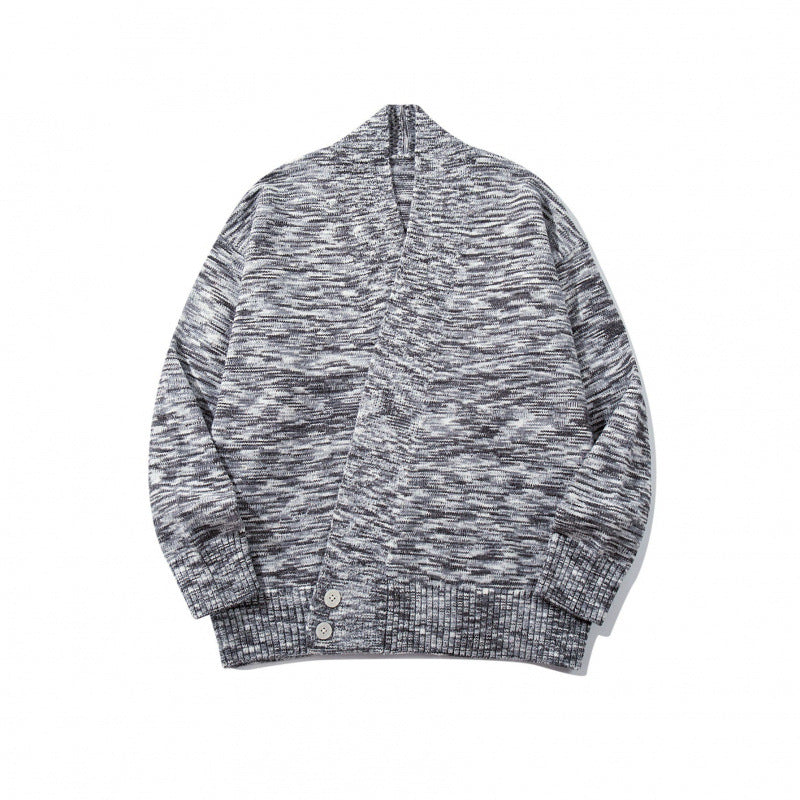 Unisex Boxy Knit Cardigan with Asymmetric Button Placket and Wide Ribbed Hem Fashion Glam