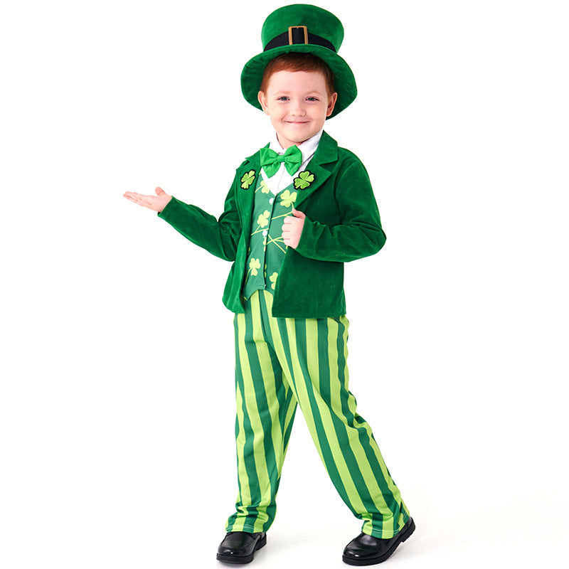 Men's costume as Irish Leprechaun with hat and detailed accents Fashion Glam