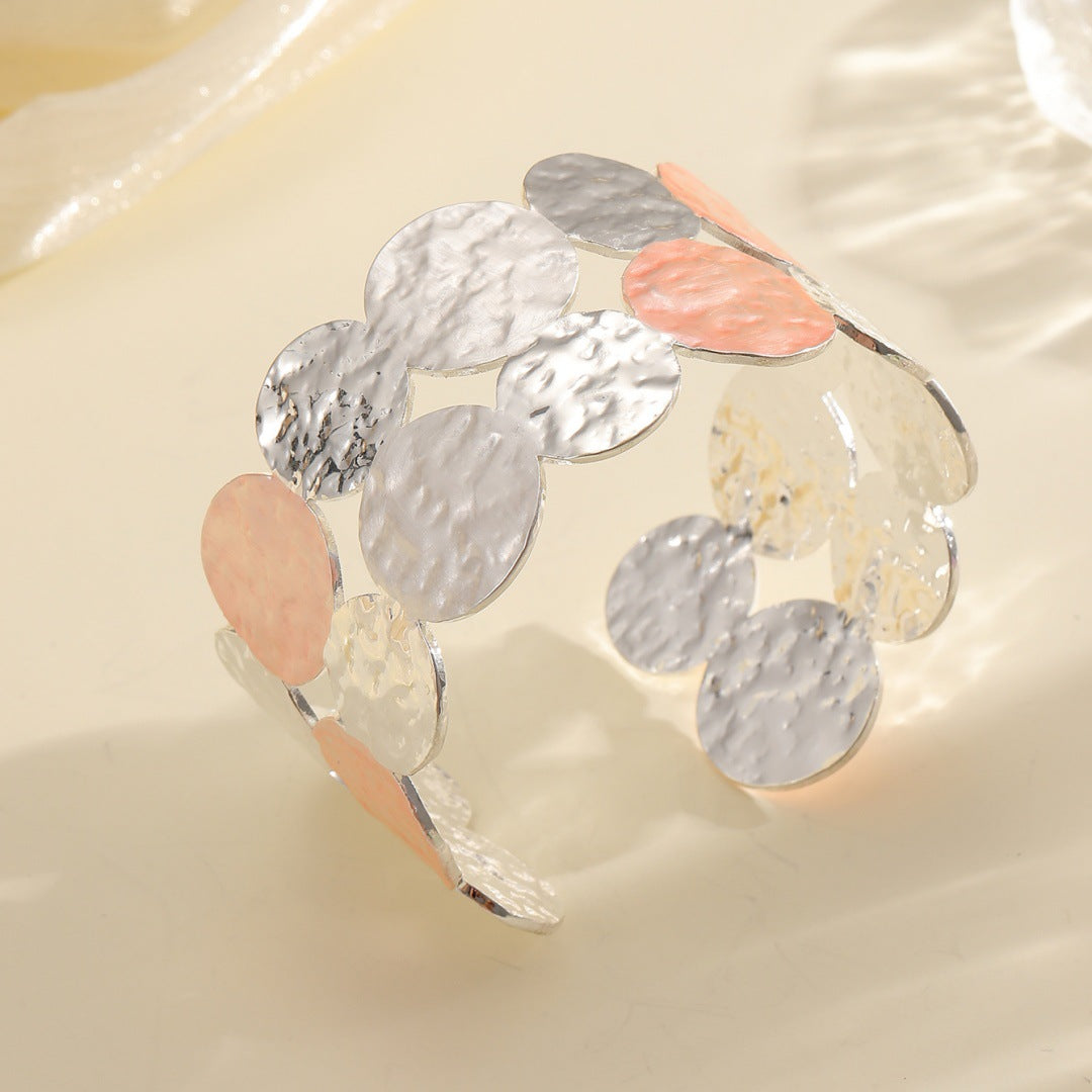 Ladies Open Bangle with Intricate Circle Design Fashion Glam