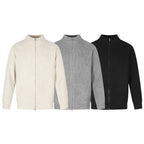 Unisex Zip-knit jacket in boxy cut with stand-up collar and ribbed texture Fashion Glam