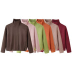 Women's Boxy Short Jacket with High Stand Collar and Concealed Zipper Fashion Glam