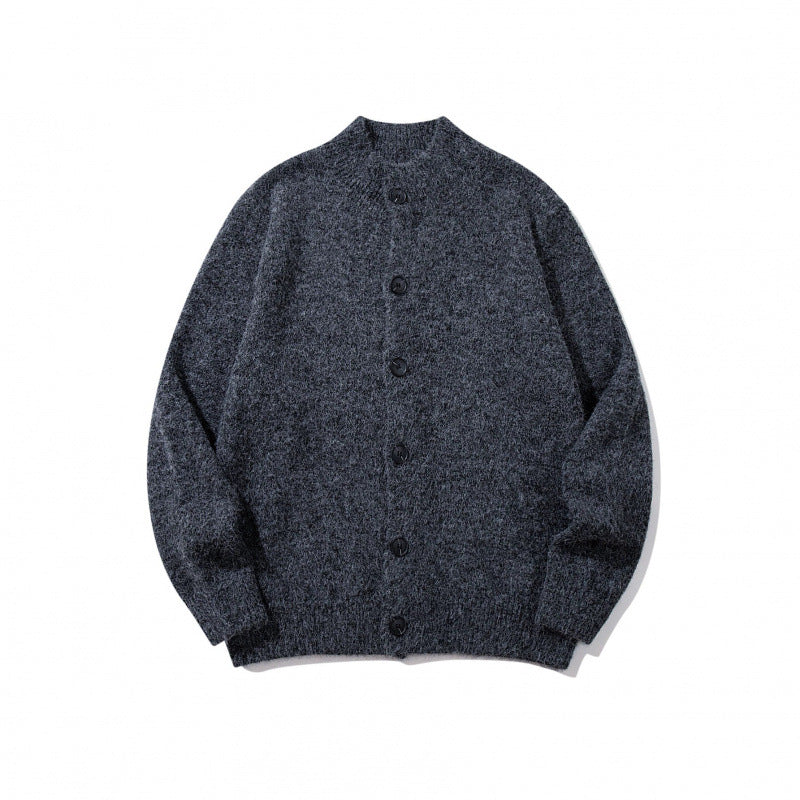 Unisex Boxy-Mohair-Mix-Cardigan with half-high collar and continuous button placket Fashion Glam