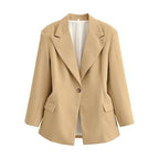 Women Oversized Blazer with Distinctive Lapels and Slightly Tailored Silhouette Fashion Glam