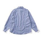 Unisex Oversize-Long Sleeve Shirt made of lightweight textured cotton with a Kent collar and fine striped border Fashion Glam