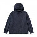 Unisex Denim-Blend Hooded Pullover in Overshirt Style with Henley Button Placket Fashion Glam