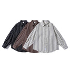 Men's oversized shirt in boxy cut with textured stripe pattern and rounded hem Fashion Glam
