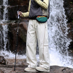 Unisex Water-repellent technical Cargo pants with wide leg, zip pockets and drawstring Fashion Glam