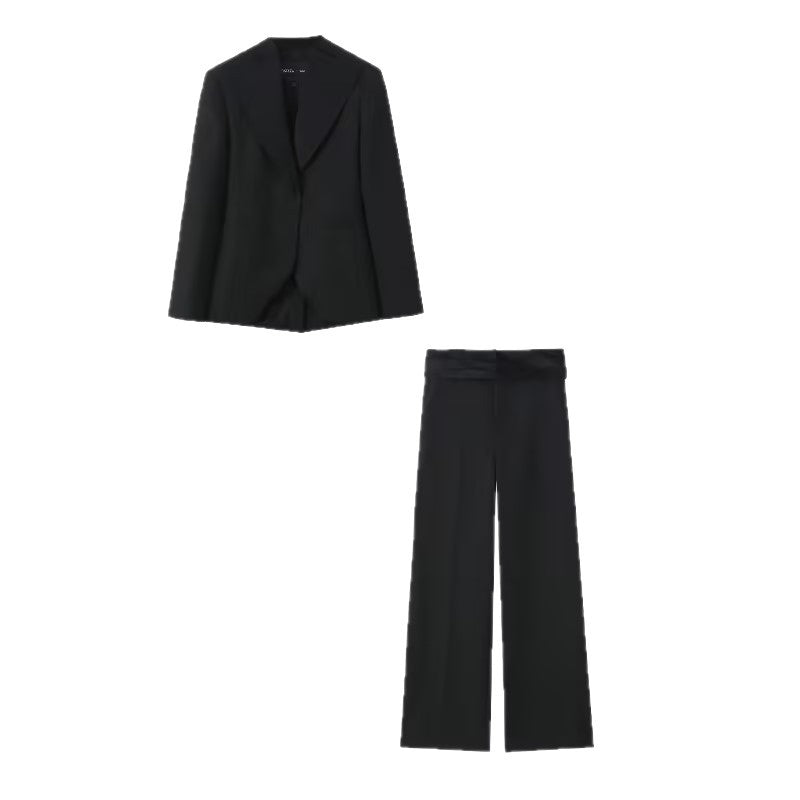 Women's Tailored One-Button Blazer with Extra Wide Shawl Collar and Slim Silhouette Fashion Glam